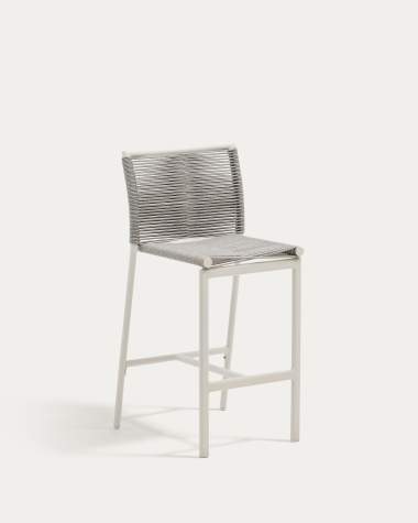 Culip outdoor stool made of rope cord and white aluminium, 65 cm