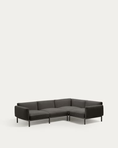 Αρθρωτός 5θ γων. καναπές outdoor Sorells γκρι ταπετσαρία και γκρι αλουμίνιο 276x191,5εκ