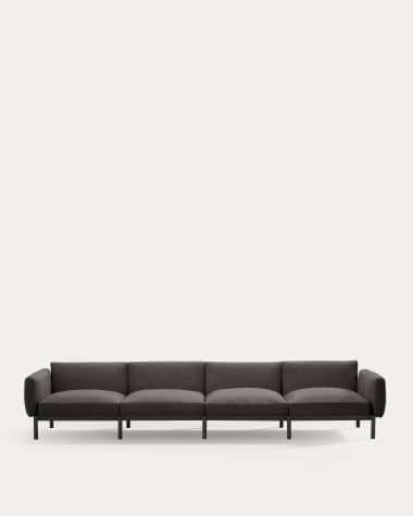 Αρθρωτός 4θέσιος καναπές outdoor Sorells γκρι ταπετσαρία και γκρι αλουμίνιο 370 εκ