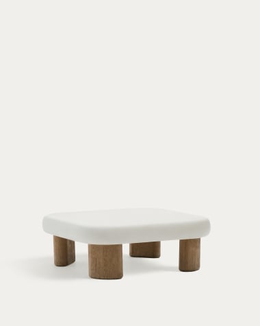 Labra coffee table in cement and acacia wood 80 x 80cm