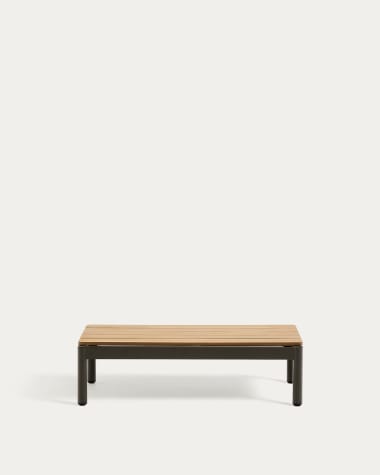 Sorells coffee table in green aluminum and teak wood 52,4 x 91 cm FSC 100%