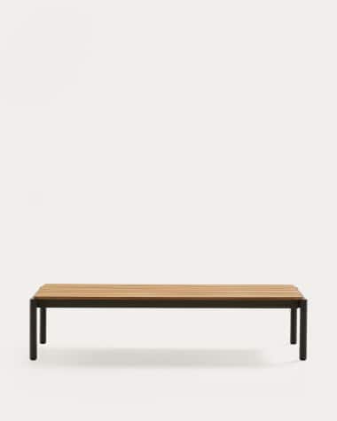 Sorells coffee table in green aluminum and teak wood 63 x 144,6 cm FSC 100%