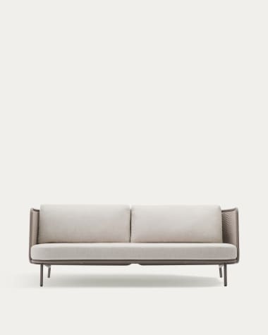 Sedalis outdoor 3-seater sofa in aluminium and taupe rope cord 210cm