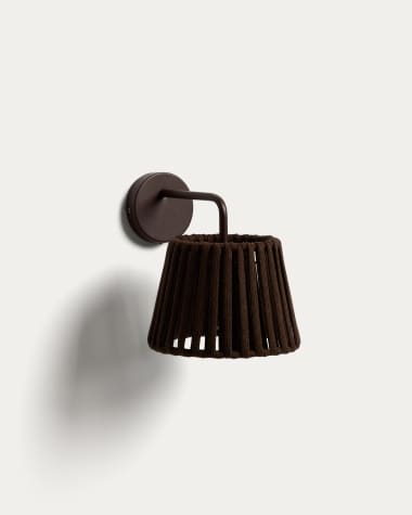 Aldet brown outdoor wall light in flat rope cord and metal