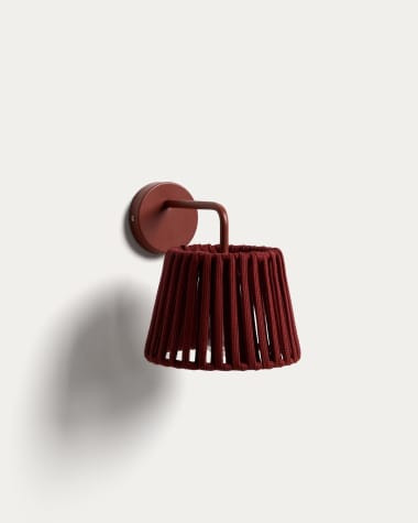 Aldet terracotta outdoor wall light in flat rope cord and metal