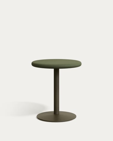 Esilda outdoor round table with green cement top Ø70cm and green steel base Ø55x72cm