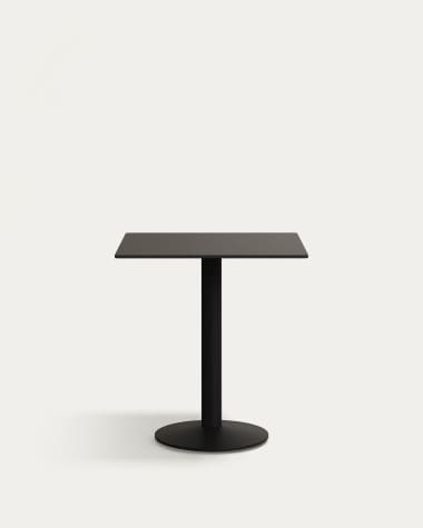 Τραπέζι εξωτερικού χώρου Esilda, μαύρο και μαύρη βαμμένη μεταλλική βάση, 70x70x70εκ