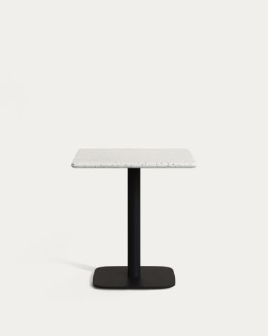 Μεταλλικό μπαρ τραπέζι Saura βαμμένο μαύρο με λευκό τεράζο επάνω 70 x 70 x 70 εκατοστά