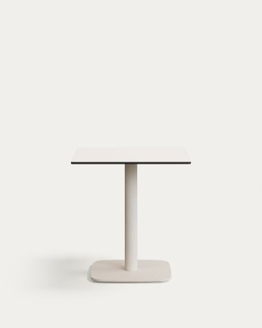 Dina outdoor table in white with metal leg in a painted white finish, 68 x 68 x 70 cm
