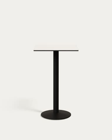Esilda high table in white with metal leg in a painted black finish, 60 x 60 x 96 cm