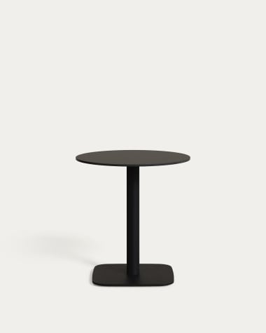 Dina round outdoor table in black with metal legal in a painted black finish, Ø 68x70 cm