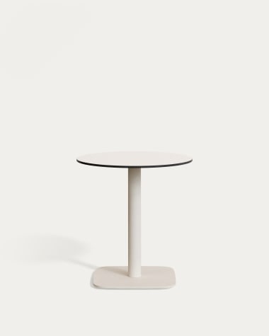 Dina round outdoor table in white with metal legal in a painted white finish, Ø 68x70cm