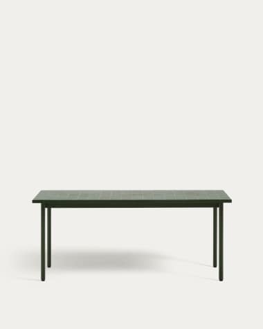Maurina outdoor table in green galvanised steel with green tiles 223 x 101cm