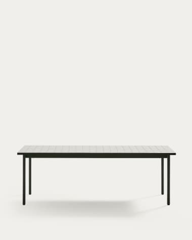 Maurina outdoor table in green galvanised steel with ecru-colored tiles 223 x 101cm