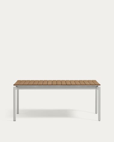 Canyelles outdoor extendable table in polywood and aluminium in light grey 180 (240) x 100cm