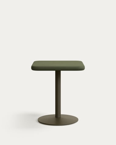 Esilda outdoor table with green cement top 70x70cm and green steel base Ø55x72cm