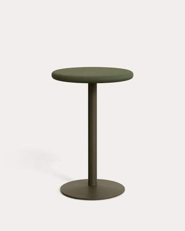 Esilda outdoor tall round table with green cement top Ø70cm and green steel base Ø55x96cm