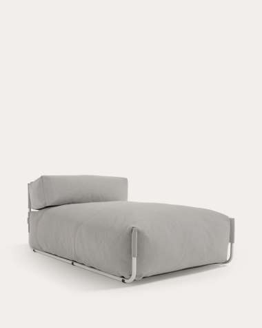 Square Pouf Modularsofa longue mit Rückenlehne Outdoor hellgrau Aluminium weiß 165x101cm