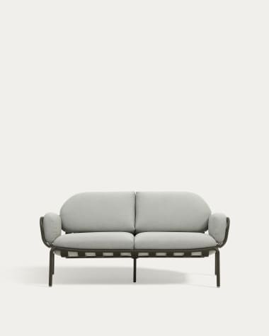 Joncols outdoor 2-seater sofa with grey upholstery and aluminium with green painted finish 164cm