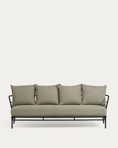 Mareluz 3 seater sofa in black steel, 197 cm