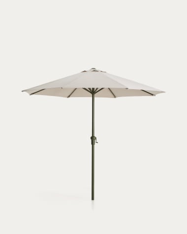 Ombrellone con palo centrale Milna beige con struttura in acciaio verde Ø 300 cm