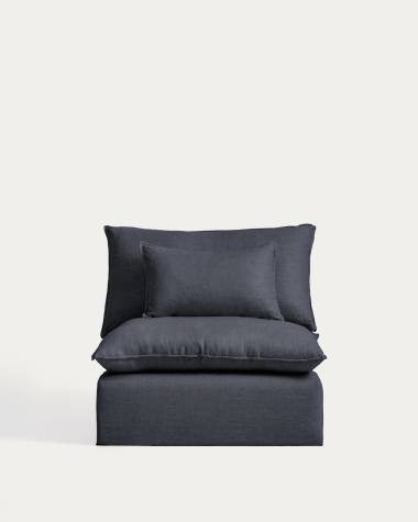Anarela dark grey linen and viscose armchair with removable cover 110cm FSC Mix Credit