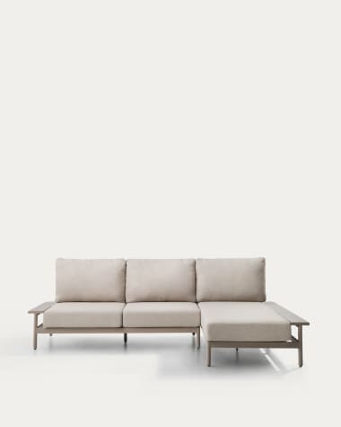 Aluminium Vathi sofa in taupe with right-sided chaise longue 250 x 159 cm