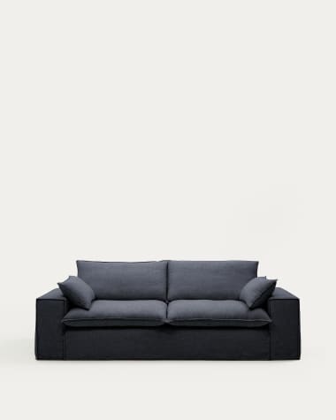Anarela dark grey linen and viscose 3-seater modular sofa with removable cover 280cm FSC Mix Credit