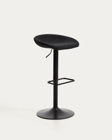Danua stool in black chenille and matte black steel 81-102cm FSC 100%