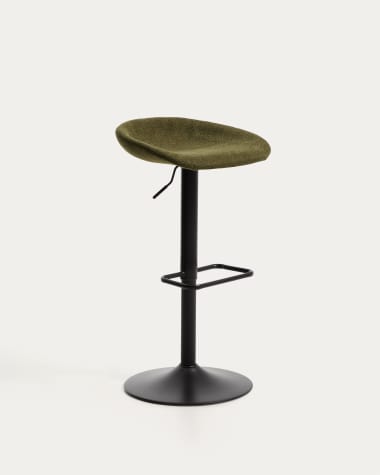 Danua stool in green chenille and matte black steel 81-102cm FSC 100%