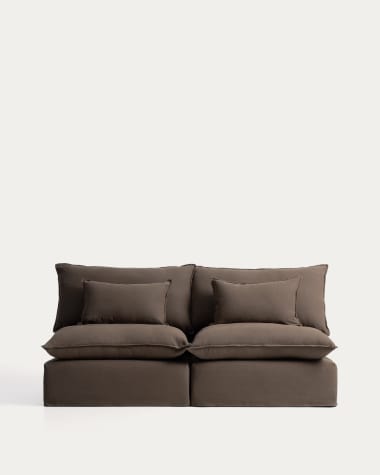 Anarela taupe linen 3-seater modular sofa with removable cover 220cm FSC Mix Credit