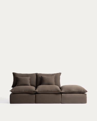 Anarela taupe linen 2-seater modular sofa with end module and removable cover 270cm FSC Mix Credit