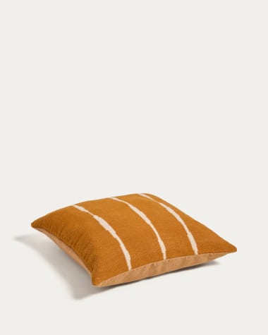 Daila orange 100% PET floor cushion cover with Ikat graphic 70 x 70 cm