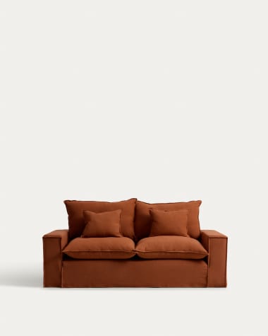 Anarela terracotta linen 2-seater sofa with removable cover 220 cm FSC Mix Credit