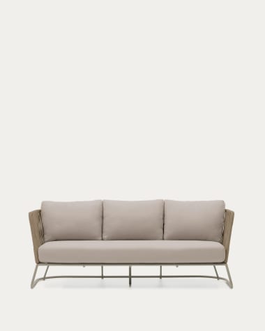 Saconca outdoor 3-seater sofa in rope cord and beige galvanised steel 189 cm