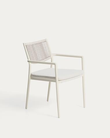 Argasi chair in ecru aluminium and grey synthetic rope cord