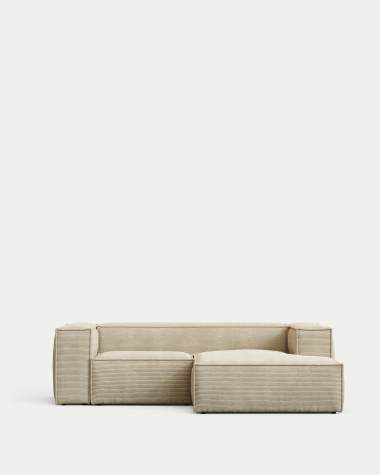 Blok 2-seater right chaise longue sofa in natural thick corduroy 240cm FSC Mix Credit