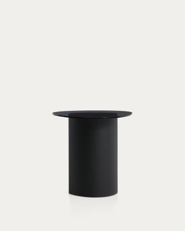 Olir side table in tempered glass and brown steel 48 x 46,8 cm