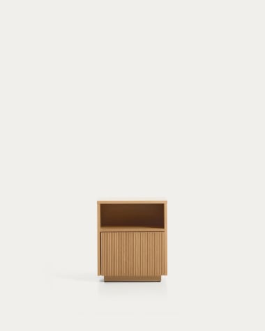 Helvine bedside table with 1 drawer in oak veneer, 60 x 52 cm FSC