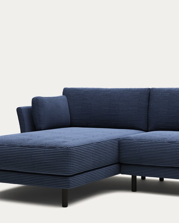Gilma 2 seater sofa in grey wide seam corduroy with natural finish legs, 170 cm FR