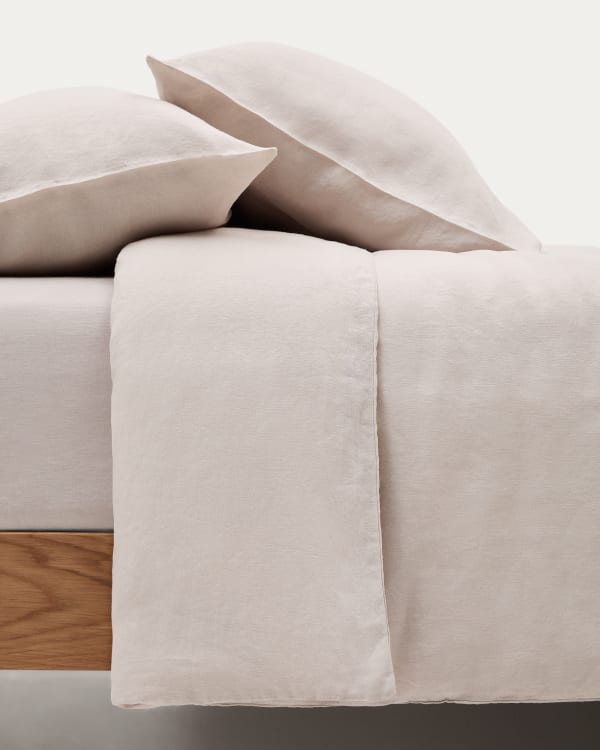Simmel brown linen blend top sheet for 90 cm bed