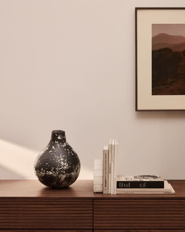 Orelin ceramic vase in black and white 30 cm