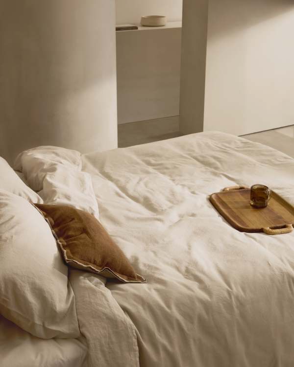 Simmel brown linen blend top sheet for 90 cm bed