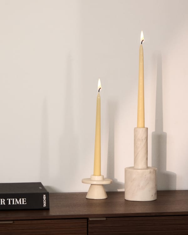 Zalvori white marble candle holder 8cm