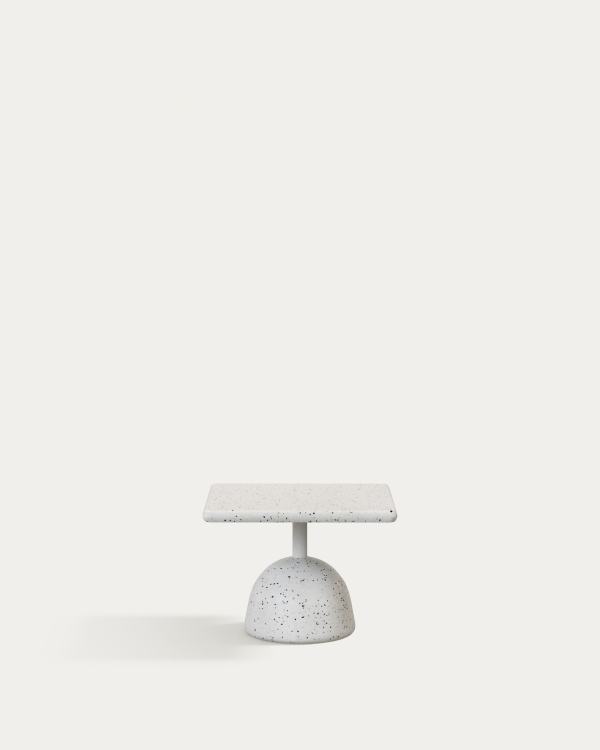 Saura coffee table with white terrazzo top and black cement base 48x48x35cm
