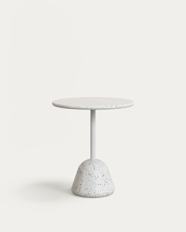 Saura coffee table with white terrazzo top and black cement base 48x48x35cm
