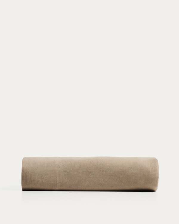Simmel brown linen blend top sheet for 90 cm bed