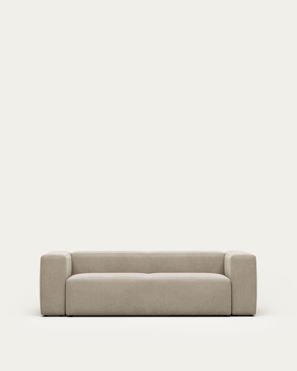 Blok fire-retardant 3-seater sofa with left chaise longue in thick ecru corduroy 300cm FSC Mix Credit
