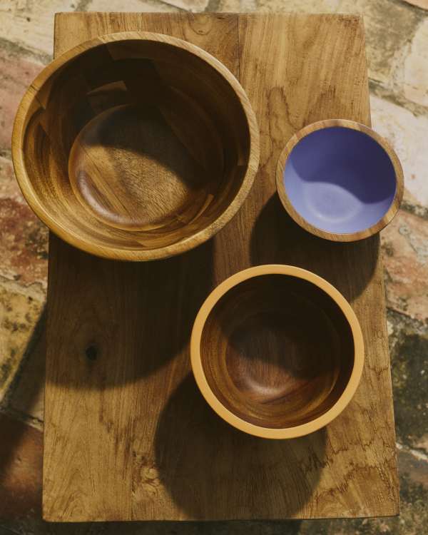 Zairin set of 2 multicoloured FSC 100% acacia wood bowls