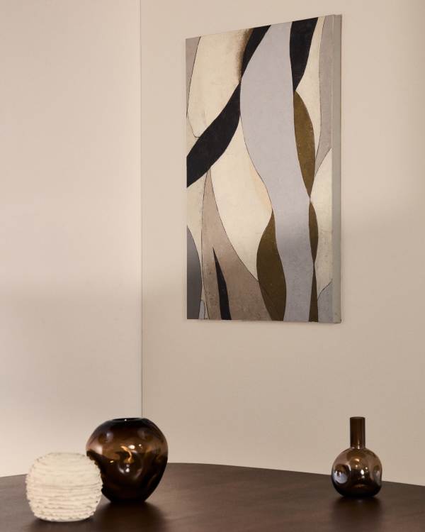 Marvilo grey and mustard abstract canvas 60 x 90cm